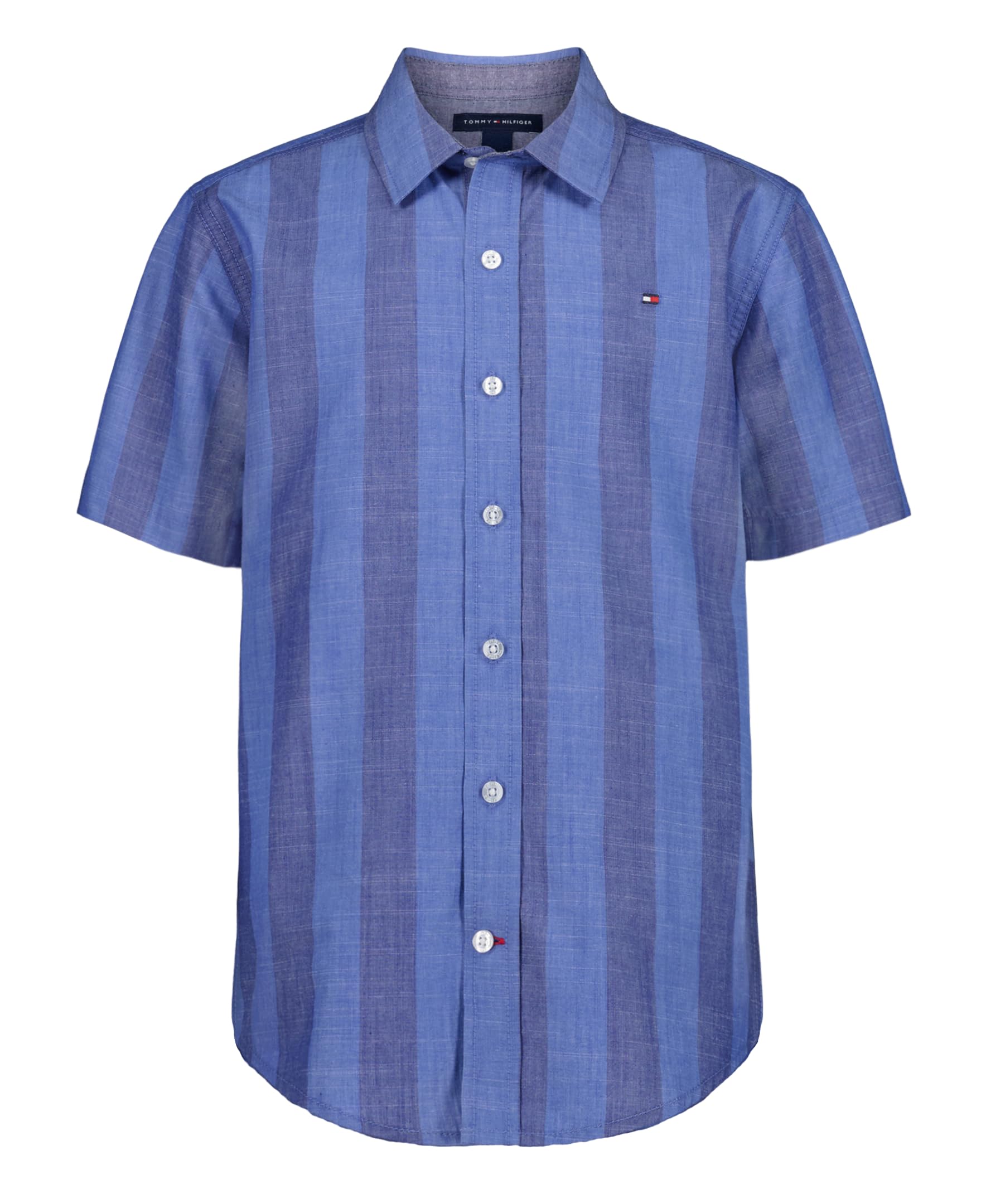 Tommy Hilfiger Boy's Short Sleeve Blue Skies Plaid Shirt (Big Kids)